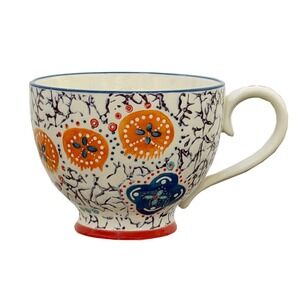 Coastline Imports Hand Painted Footed Coffee Cappuccino Bohemian Mug